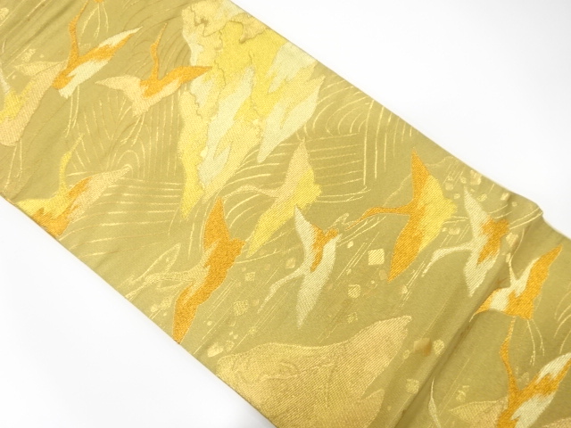 JAPANESE KIMONO / ANTIQUE FUKURO OBI / SILK / WOVEN WAVE